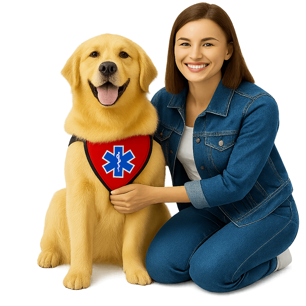 Happy person with service dog