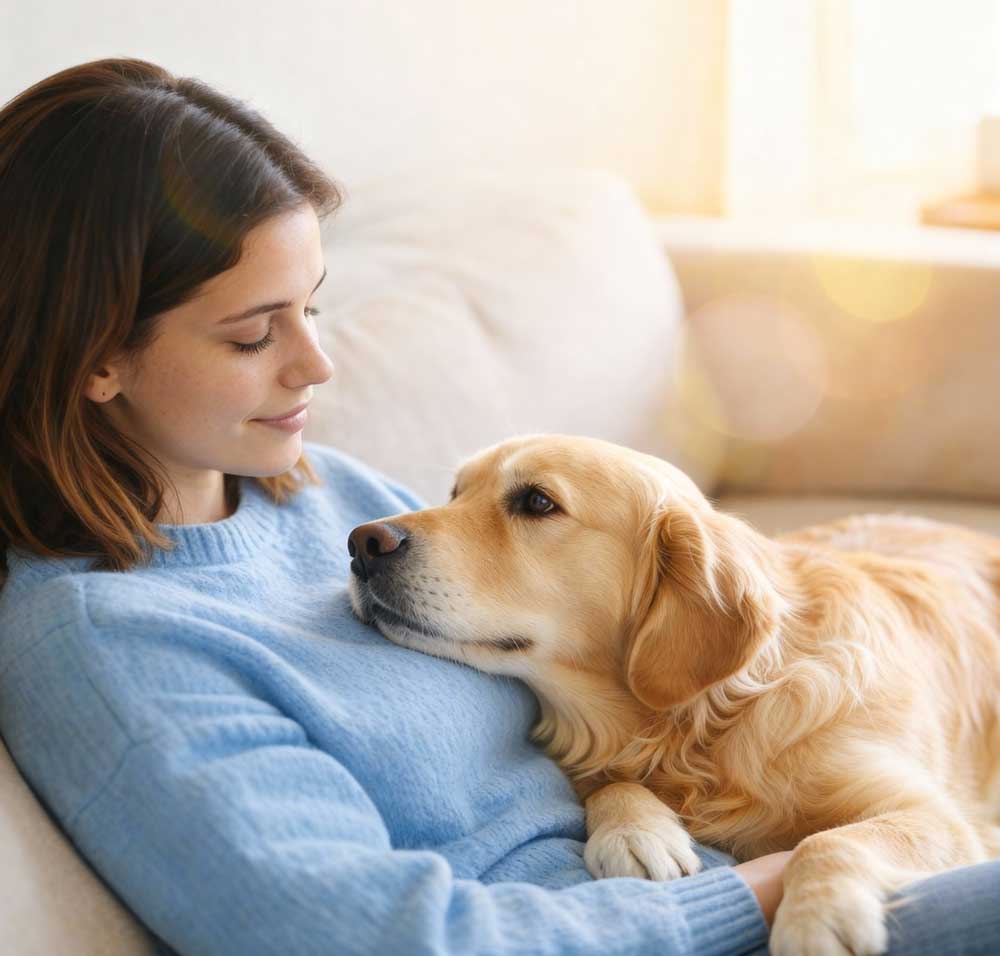 Woman with assistance animal